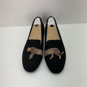 Vivaia, Women's Round-Toe Embroidered Loafers (Audrey) - Black-Cheetah. Size: 43